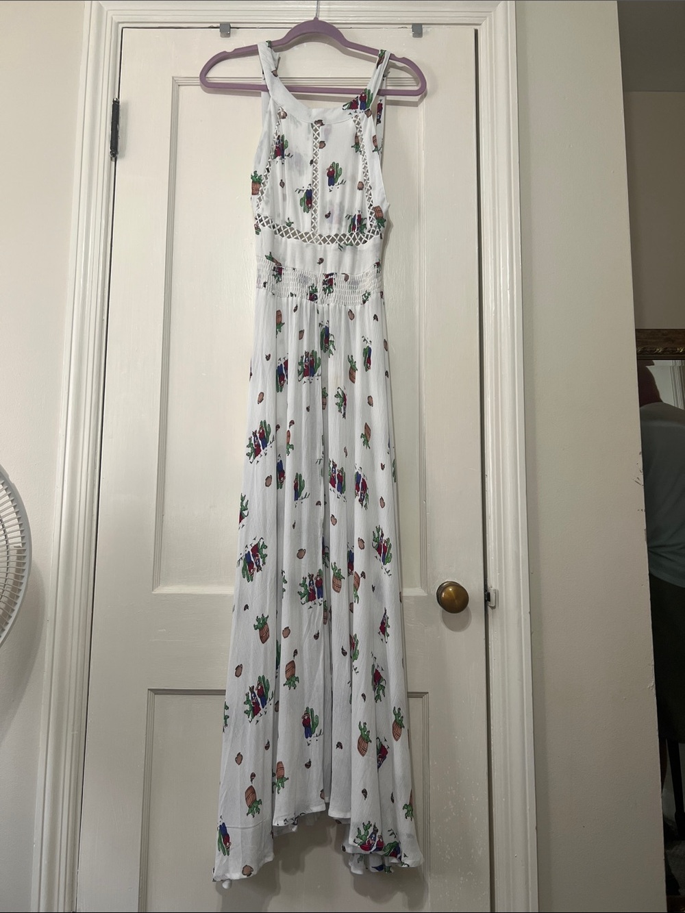 Jaase women's/juniors White Floral Maxi Dress with Lace Trim